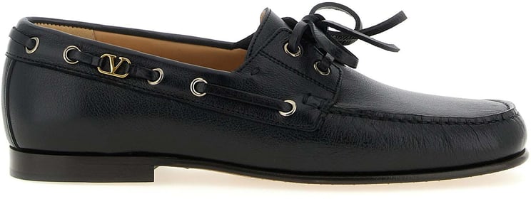 Valentino Garavani Valentino Garavani Black Buffalo Leather Slip-On Loafers
