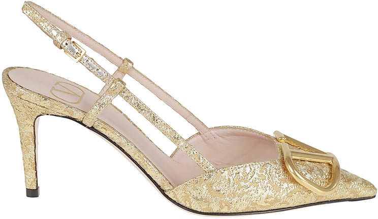 Valentino Garavani VALENTINO GARAVANI SLING BACK | VLOGO SIGNATURE | T. 80 | TESSUTO JACQUARD CLOQUE/A. BRASS LOGO