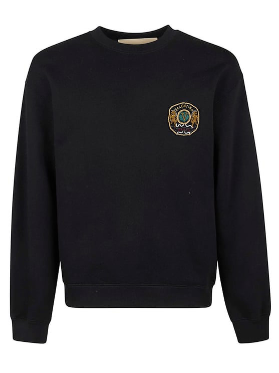 Valentino Garavani Embroidered Patch Black Cotton Sweatshirt