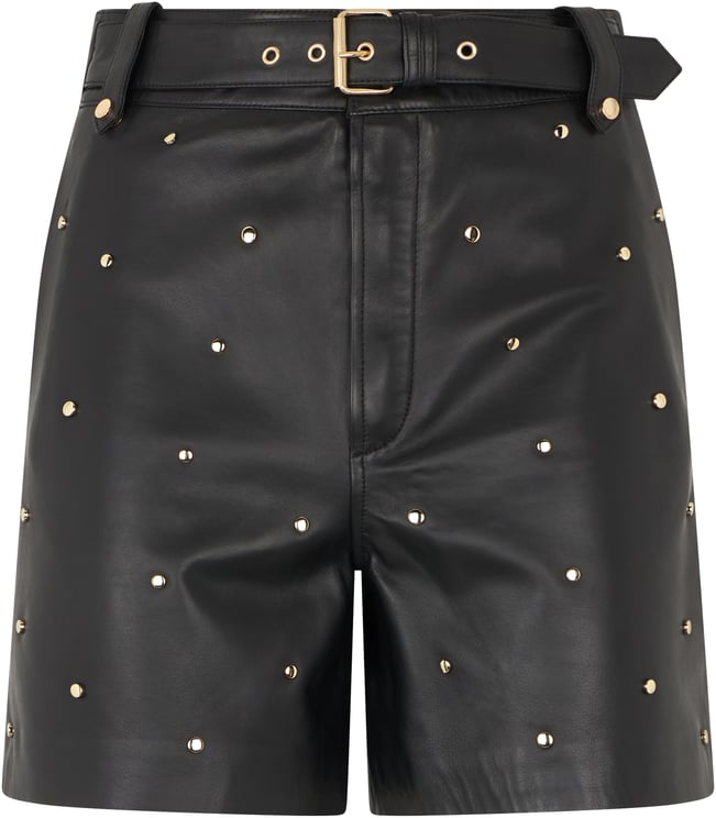 Valentino Black leather shorts with modern and chic design.