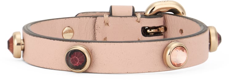 Valentino Elegant golden pink bracelet with decorative gems.