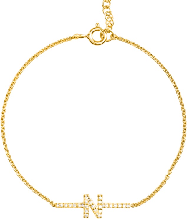 Vedder & Vedder Vedder & Vedder Armband Tennis Letter Zilver met Geelgouden Plating Letter L