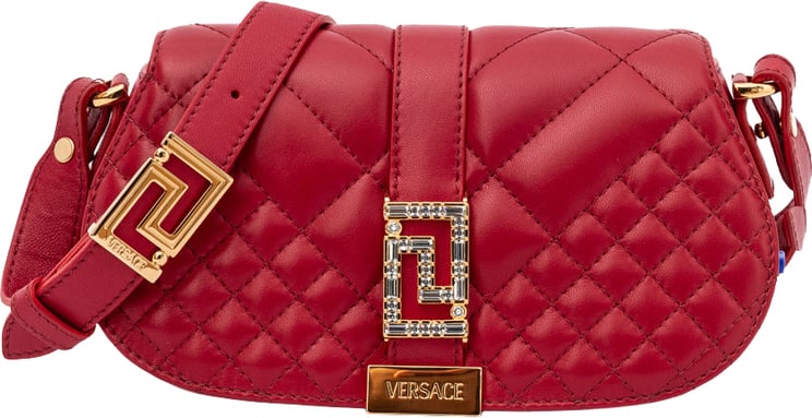 Versace Versace Red Leather Quilted Shoulder Strap Bag