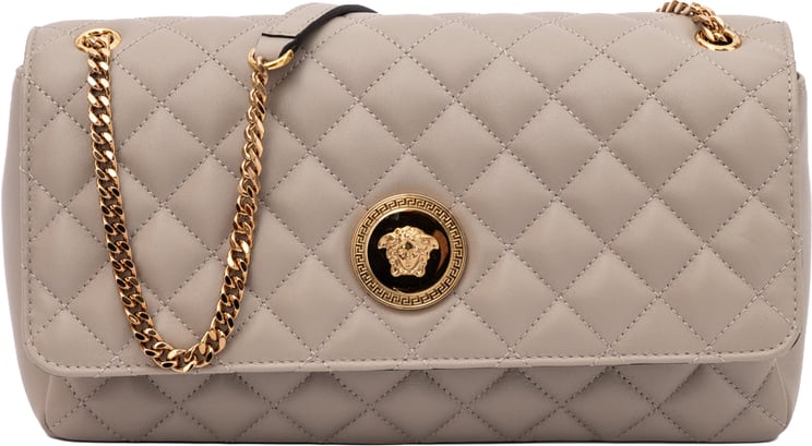 Versace Versace Taupe Quilted Leather Shoulder Strap Bag