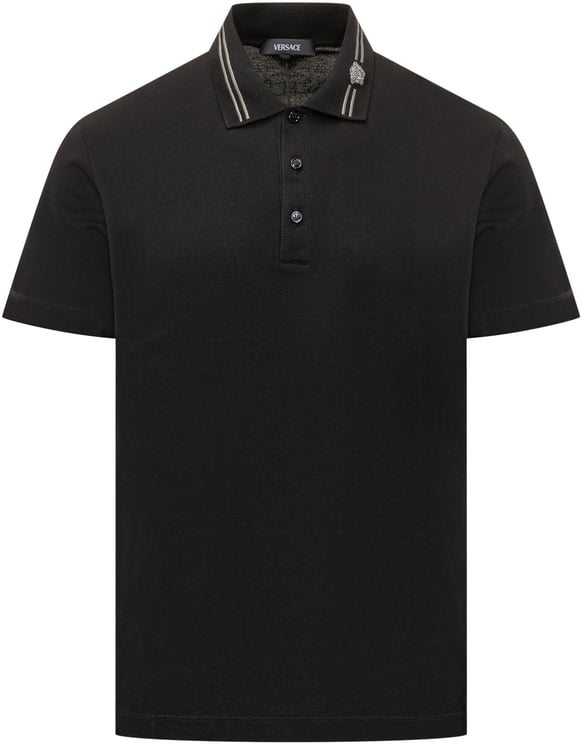 Versace Polo In Piqué Con Dettagli Ricamati