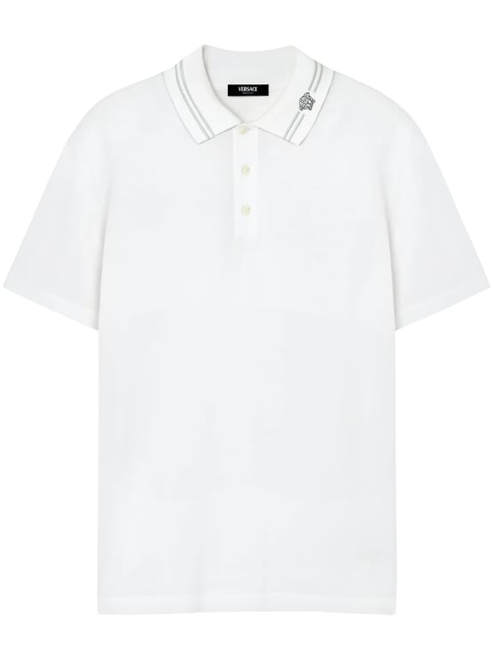 Versace Black Classic Short-Sleeve Double Stripe Polo