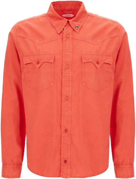 Versace Versace Coral green cotton shirt