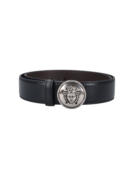 Versace Black Medusa Biggie Calf Leather Belt