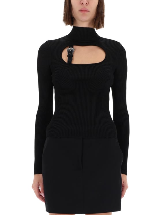 Versace Jeans Couture Fitted Ribbed Buckle Top