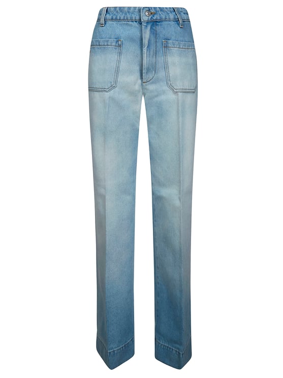 Victoria Beckham Light Blue Alina Faded Straight-Leg Jeans