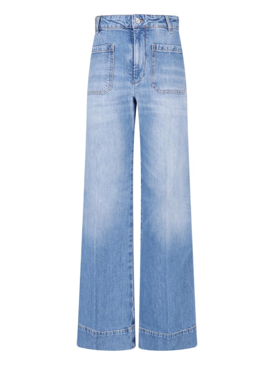 Victoria Beckham Wide-Leg High-Waisted Jeans with Logo Detail