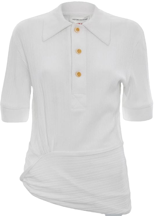 Victoria Beckham Polo top met twist detail, wit