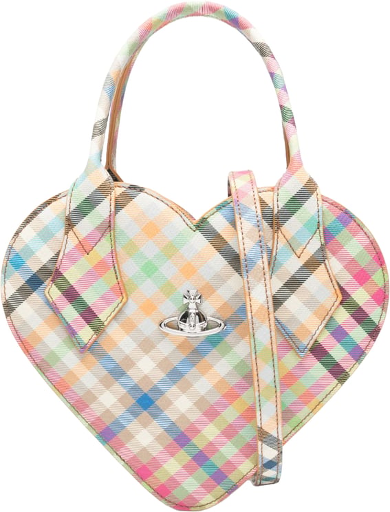 Vivienne Westwood Heart-Shaped Bag with Multicolor Plaid Pattern