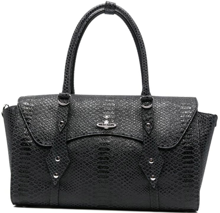 Vivienne Westwood Dark Grey Snakeskin Textured Leather Bag