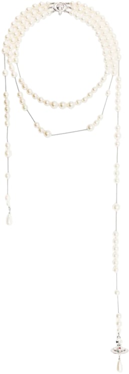Vivienne Westwood Broken Pearl Necklace Platinum Pearl Multi