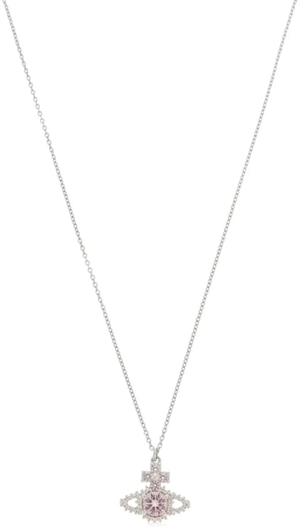 Vivienne Westwood Valentina Orb Pendant Platinum / Pink / White Cz