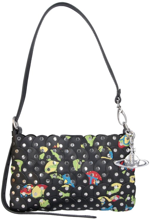 Vivienne Westwood Black Lola Floral Leather Shoulder Bag