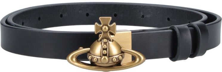 Vivienne Westwood Black Orb Calf Leather Adjustable Belt