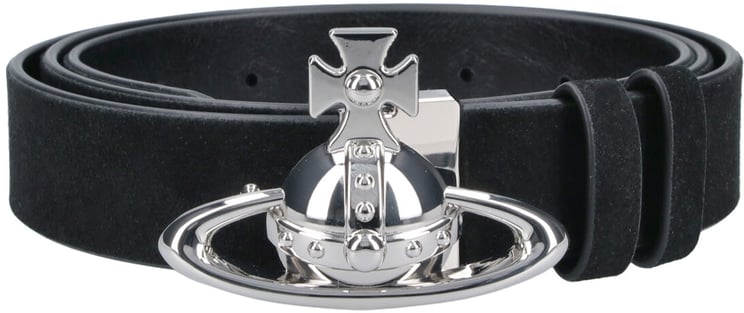 Vivienne Westwood Polished Finish Black Belt With Classic Buckle Closure