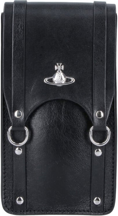 Vivienne Westwood Black Structured Rectangular Flap Bag