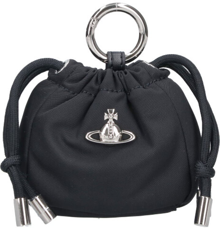 Vivienne Westwood Black Orb Drawstring Fabric Key Pouch