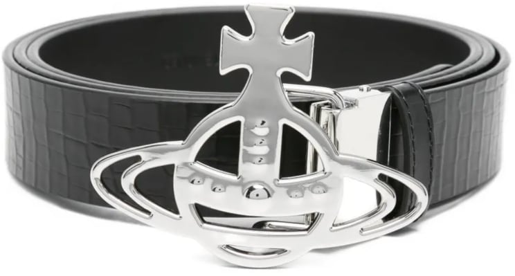 Vivienne Westwood Line Orb Buckle Belt/silver Black