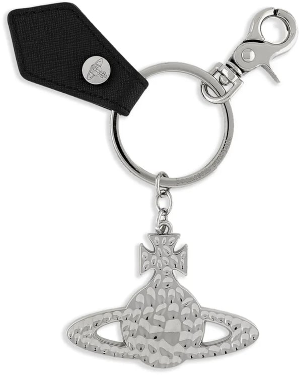 Vivienne Westwood Hammered Orb Silver Black Saffiano