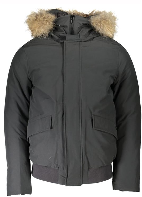 Woolrich Woolrich Gray Cotton Men Jacket with Hood and Removable Fur