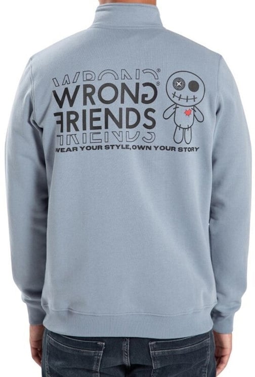 Wrong Friends VICHY HALF ZIP SWEATER - LIGHT BLUE