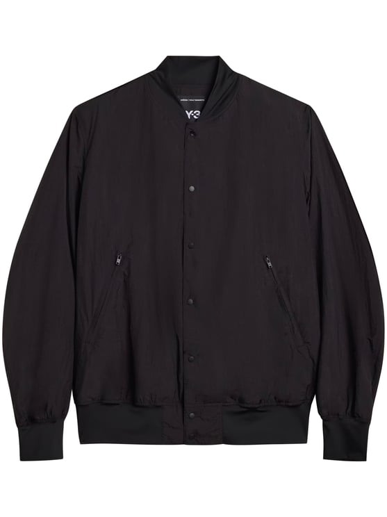 Y-3 Black College Jacket with Smooth Finish