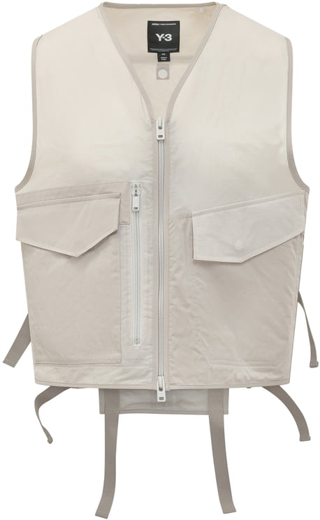 Y-3 Gilet Tact con Zip e Tasche Applicate