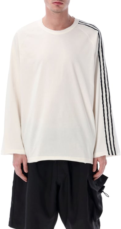 Y-3 Stripes L/S Tee Bianco