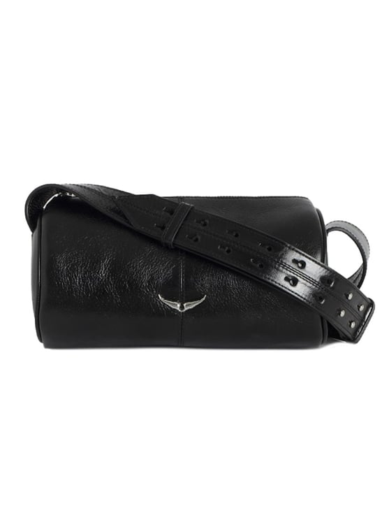 Zadig&Voltaire Textured Black Leather Cylindrical Shoulder Bag