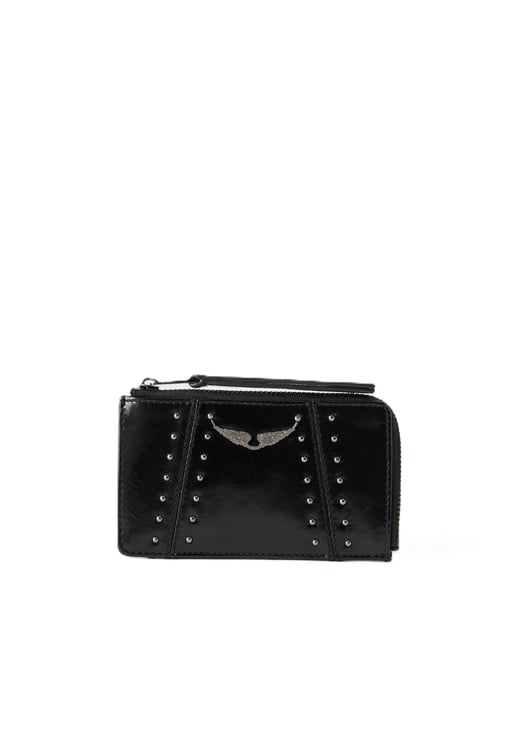 Zadig&Voltaire Rectangular Black Wallet with Silver Stud Detailing