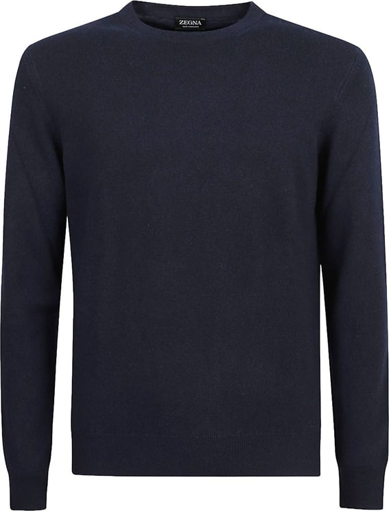 Zegna Crew Neck Cashmere Sweater With Ribbed Cuffs