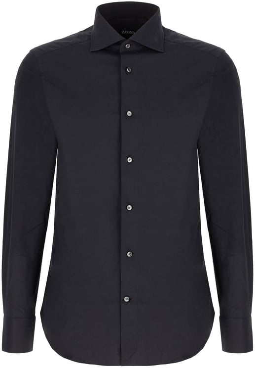 Zegna Zegna Midnight blu stretch cotton shirt