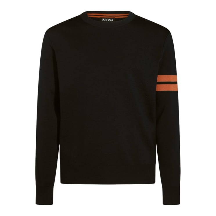 Zegna Crewneck Sweater With Sporty Stripe Detail