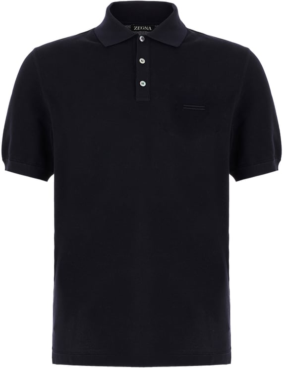 Zegna Zegna Navy blue piquet polo shirt