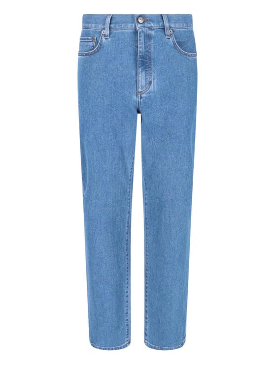 Zegna Blue High-Waist Cotton Denim Straight Jeans