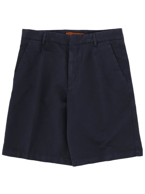 Zegna Neutrals Flat Front Cotton-Linen Shorts