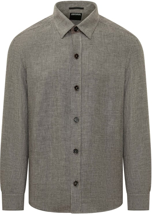 Zegna Camicia Overshirt a Maniche Lunghe con Bottoni