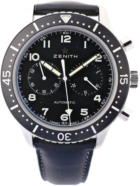 Zenith Zenith Chronometro TIPO CP-2 03.2240.4069 SS x Leather AT Watch with Black Dial