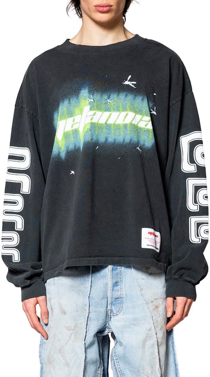 123 RIVINGTON SENTENCE GARDEN LS TEE JET BLACK