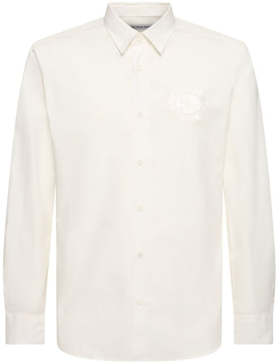 Burberry Long-Sleeve White Shirt with Button-Down Front