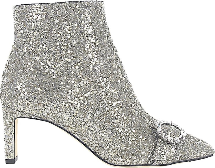 Jimmy Choo Women Boots HANOVER Fabric Glitter Silver Buckle - Marleen Grijs