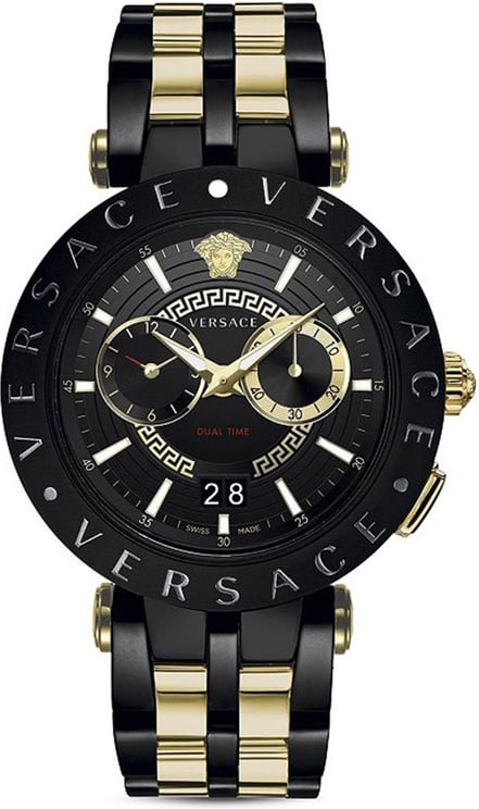 Versace VEBV00619 V-Race heren horloge chronograaf 46 mm Zwart