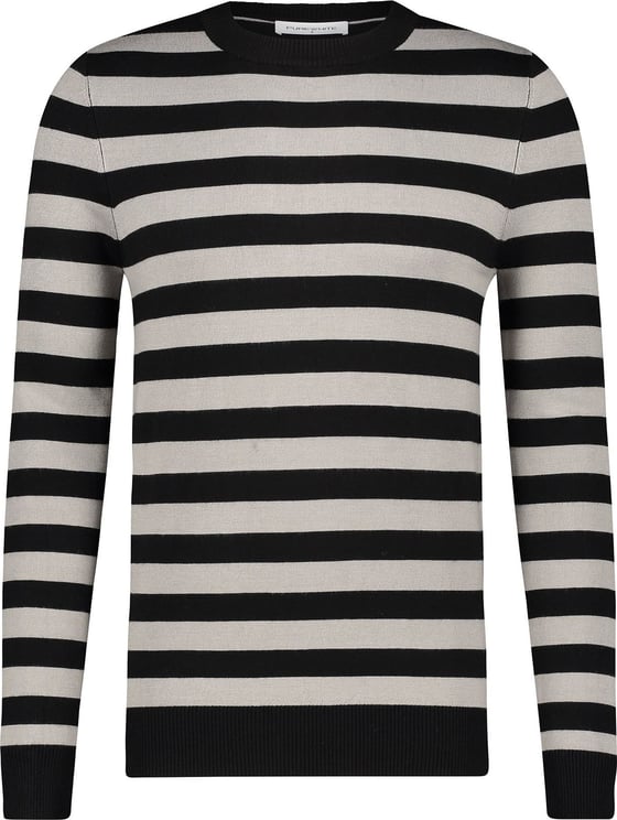 Purewhite Knitted Striped Sweater - Black / Grey Zwart