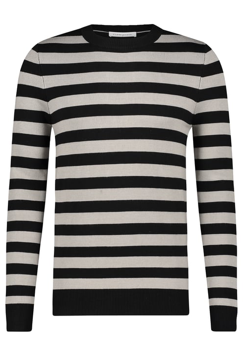 Purewhite Knitted Striped Sweater - Black / Grey Zwart