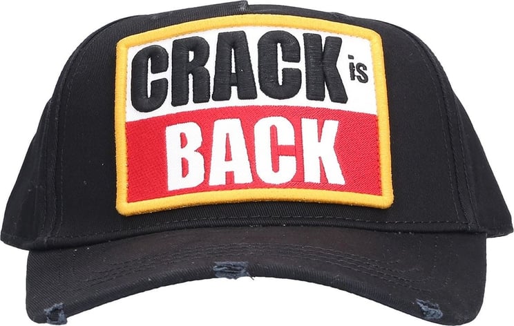 Dsquared2 Snapback Cap Canadian Patch Gabardine Crack Zwart