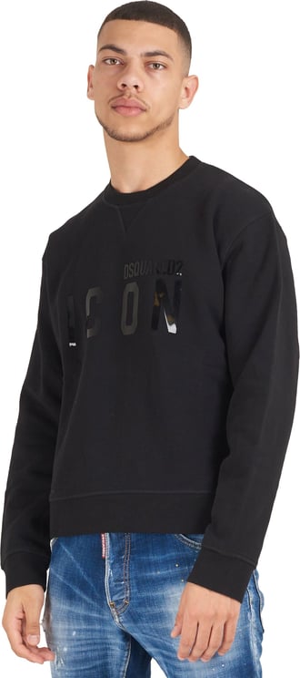Dsquared2 Dsq2 laque Icon sweater black Zwart